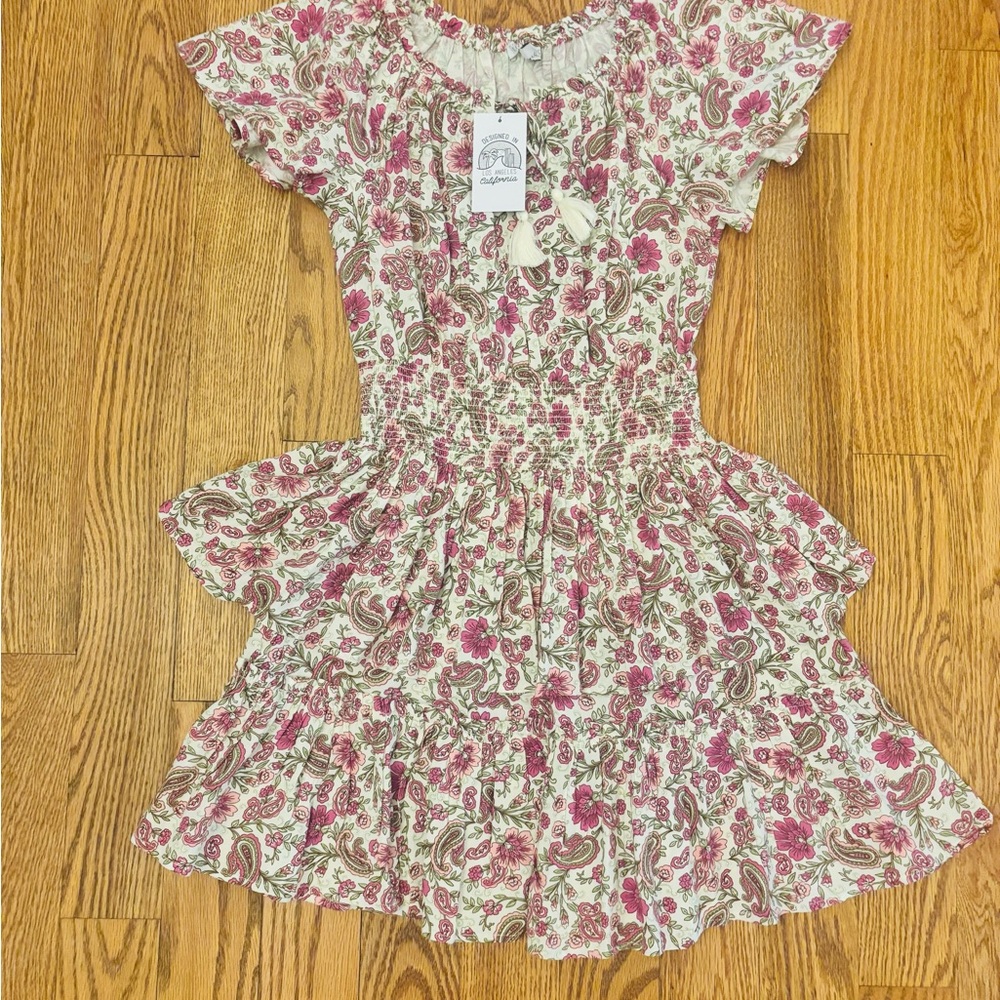 Patrons of Peach Floral Ruffle Dress